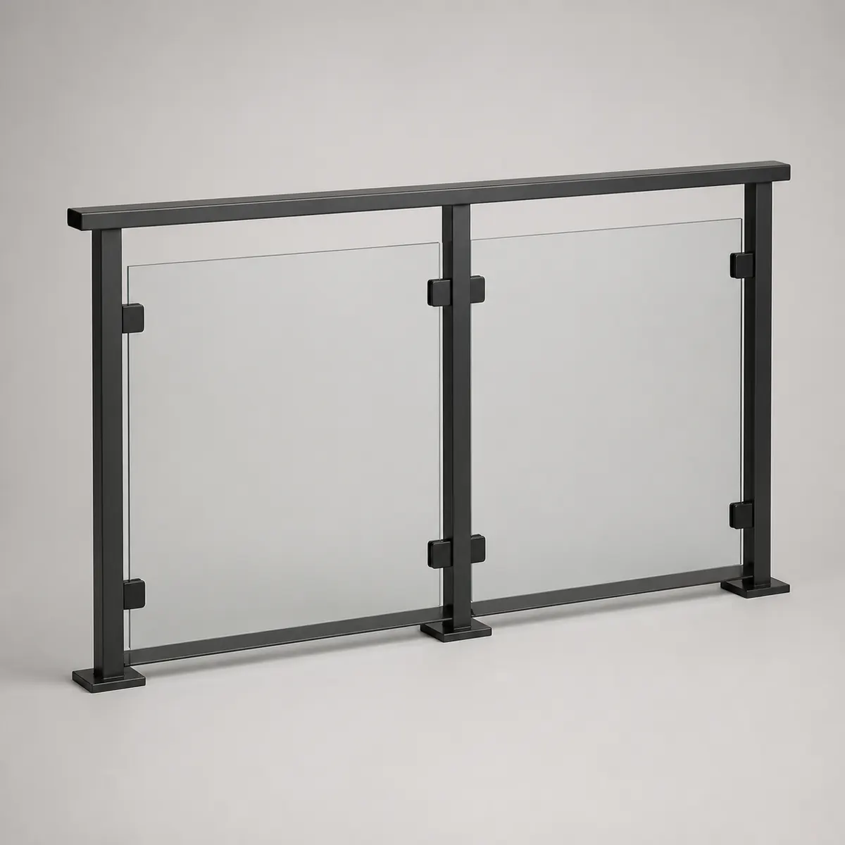 Glass balcony balustrade, shown as a photorealistic visual reference