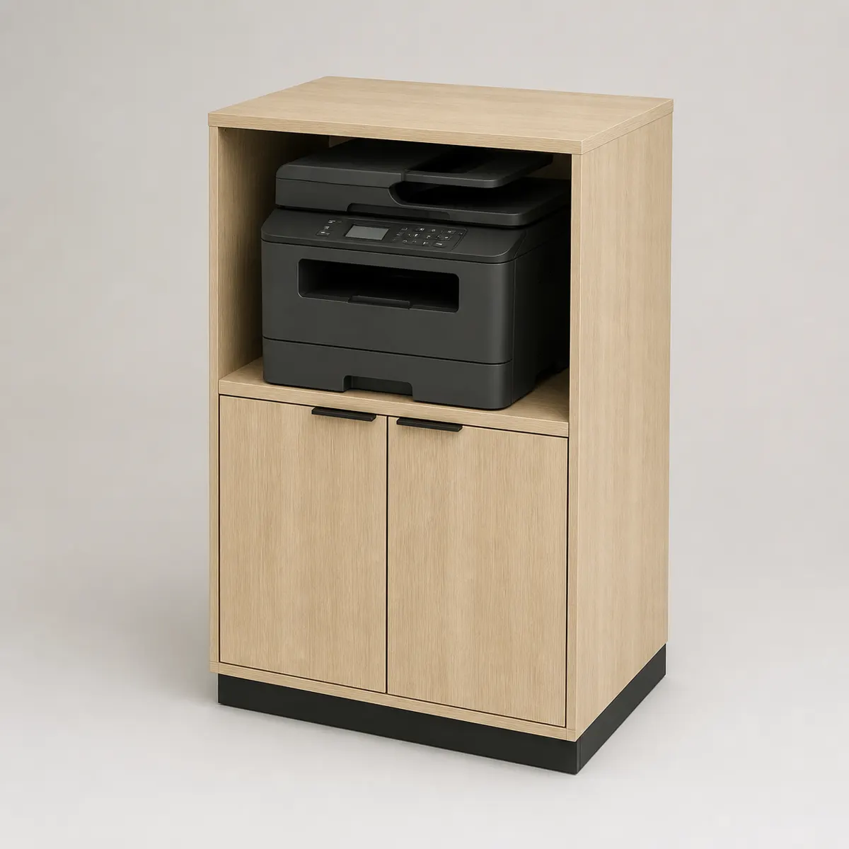 Integrated printer bay, shown as a photorealistic visual reference