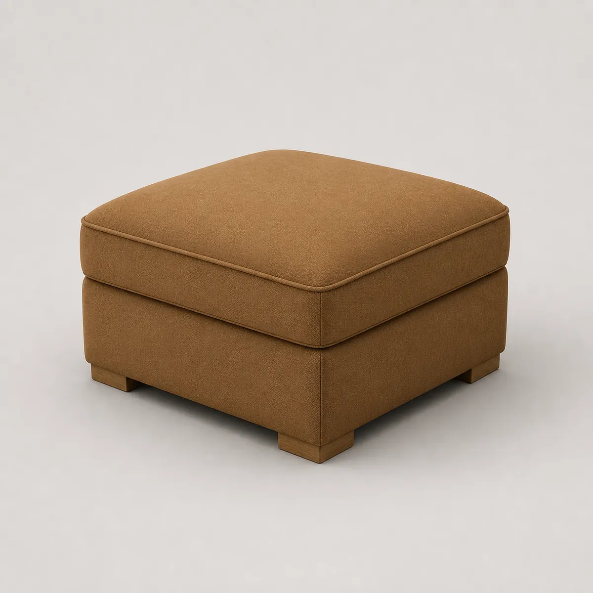Tailored square ottoman, shown as a photorealistic visual reference