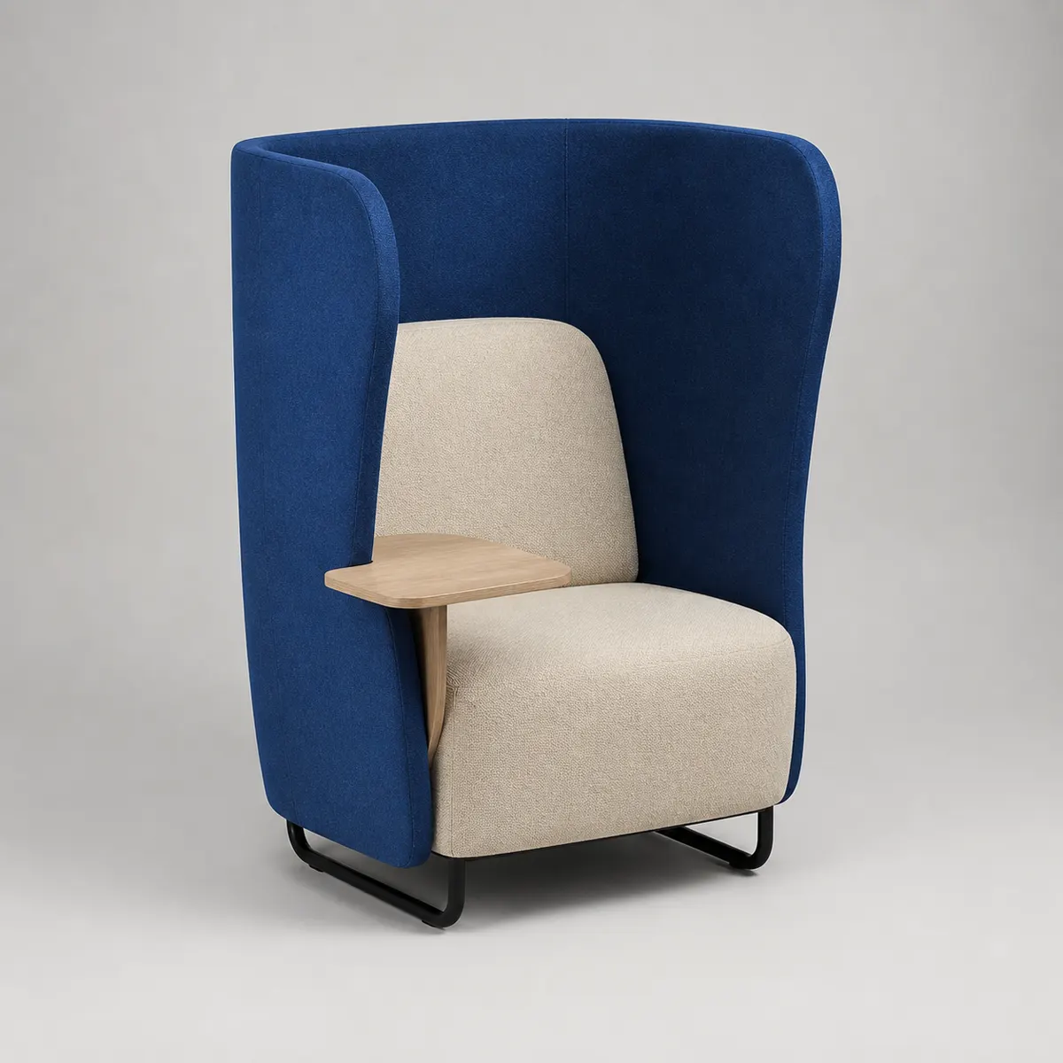 Upholstered focus pod, shown as a photorealistic visual reference