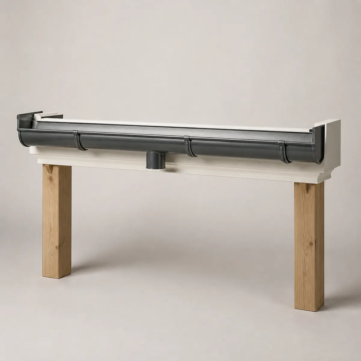 Zinc gutter and fascia, shown as a photorealistic visual reference